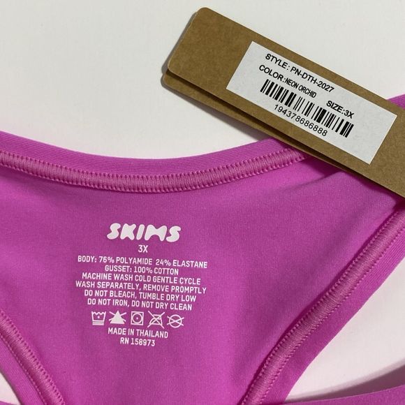 Skims Fits Everybody Dipped Front Thong Women’s 3X Neon Orchid Hot Pink Plus NEW - Picture 11 of 11